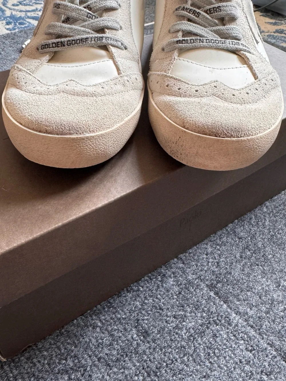 Golden Goose Mid Star High Top Sneakers White Silver Glitter EU 38 Distressed - Picture 4 of 10
